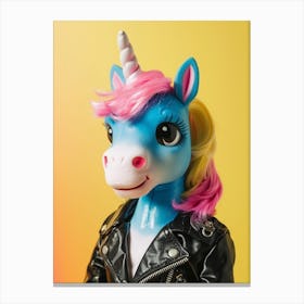 Punky Toy Unicorn In A Leather Jacket 1 Canvas Print