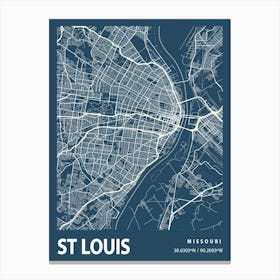 St Louis Blueprint City Map 1 Canvas Print