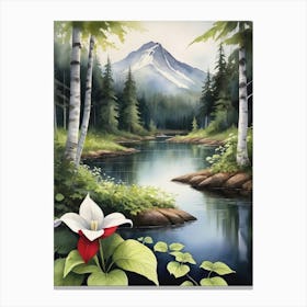 Canada White Trillium Flower Floral Art Canvas Print