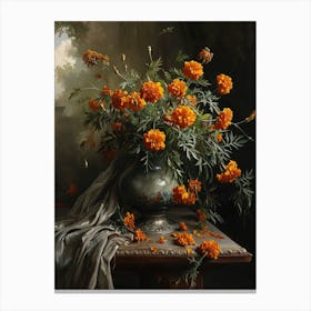 Baroque Floral Still Life Marigold 3 Canvas Print