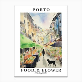 Food Market With Cats In Porto 2 Poster Canvas Print