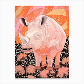 Rhino Abstract Geometric Orange & Pink 2 Canvas Print