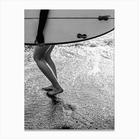 Surf Board Photography Black And White Canvas Print
