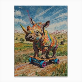 Rhino On Skateboard 1 Canvas Print