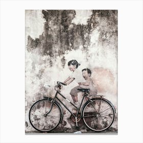 Children On A Bicycle Canvas Print