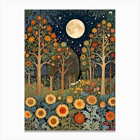 William Morris Sunflowers In The Moonlight Canvas Print