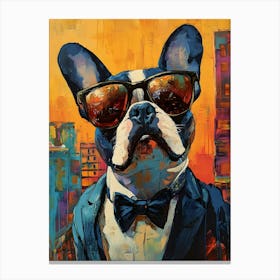 Whimsical Frenchies At The Bar 11 Canvas Print