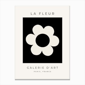 La Fleur | 06 – Retro Floral Black And White Flower Canvas Print