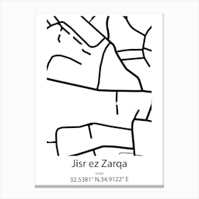 Jisr Ez Zarqa,Israel Minimalist Map Canvas Print