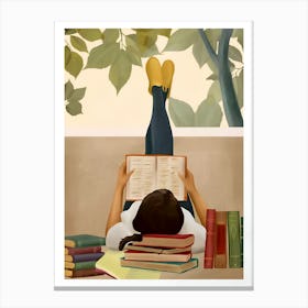 Girl Reading A Book 3 Canvas Print