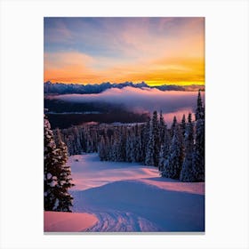 Jackson Hole, Usa Sunrise Skiing Poster Canvas Print