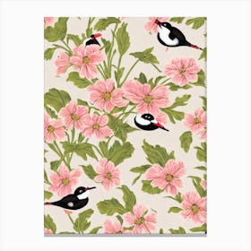 Bufflehead William Morris Style Bird Canvas Print