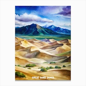 Great Sand Dunes National Park Watercolor Painting Canvas Print