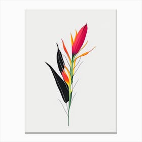 Heliconia Floral Minimal Line Drawing 1 Flower Canvas Print