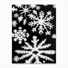 Irregular Snowflakes, Snowflakes, Black & White 1 Canvas Print