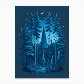 A Fantasy Forest At Night In Blue Theme 15 Canvas Print