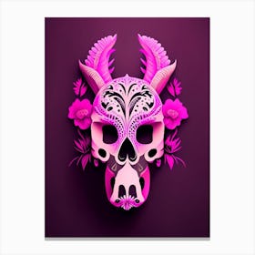 Animal Skull Pink 3 Mexican Canvas Print