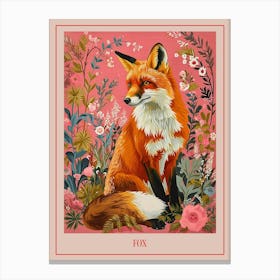 Floral Animal Painting Fox 2 Poster Canvas Print