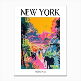 The Bronx Zoo New York Colourful Silkscreen Illustration 1 Poster Canvas Print