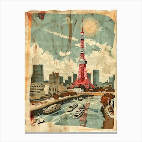 Tokyo Tower Mid Century Modern 4 Canvas Print