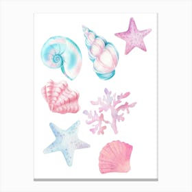 Watercolor Seashells 1 Canvas Print