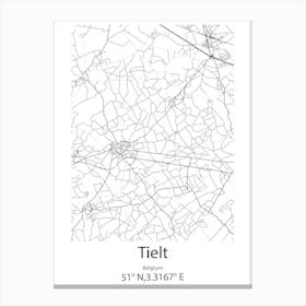 Tielt,Belgium Minimalist Map Canvas Print