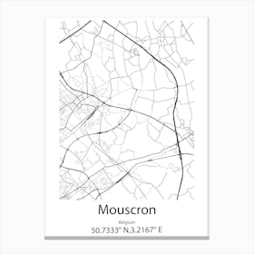 Mouscron,Belgium Minimalist Map Canvas Print