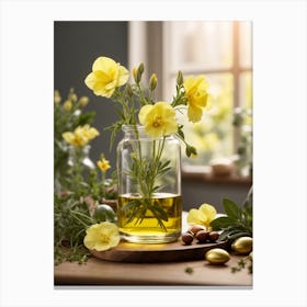 Yellow Flowers In A Jar Canvas Print