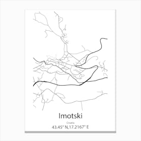 Imotski,Croatia Minimalist Map Canvas Print