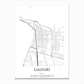 Loutraki,Greece Minimalist Map Canvas Print