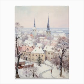 Dreamy Winter Painting Tallinn Estonia 3 Canvas Print
