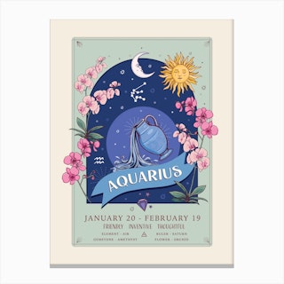 Zodiac Sign Aquarius Canvas Print