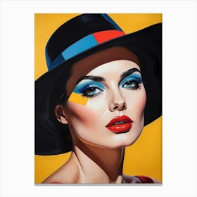 Woman Portrait With Hat Pop Art (124) Canvas Print
