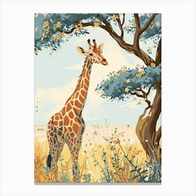 Giraffe Under The Acacia Tree 4 Canvas Print