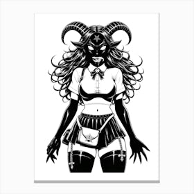 Demonic Babe Gothic Succubus Schoolgirl D Canvas Print