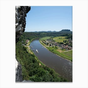 View of the Elbe river and sandstone rocks in Saxon Switzerland Canvas Print