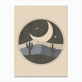 Cactus And Moon Canvas Print