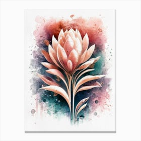 Protea Flower Watercolor Painting Canvas Print