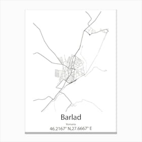 Barlad,Romania Minimalist Map Canvas Print