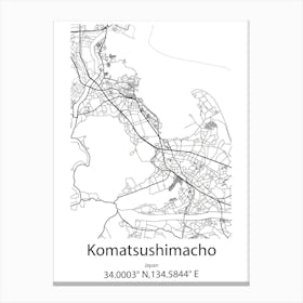 Komatsushimacho,Japan Minimalist Map Lienzos