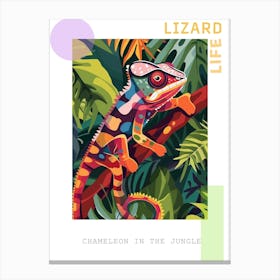 Chameleon In The Jungle Modern Abstract Illustration 5 Poster Canvas Print