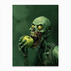 Zombie Eating Apple Canvas Print