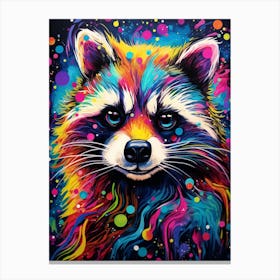 A Common Raccoon Vibrant Paint Splash 4 Canvas Print