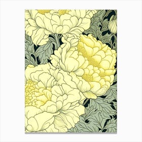 Close Up Of Peonies Yellow 3 Drawing Canvas Print