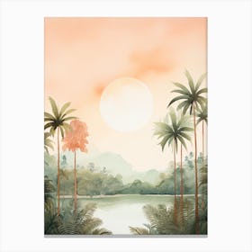 Watercolour Painting Of Borneo Rainforest   Brunei Indonesia And Malaysia 3 Canvas Print