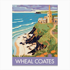 Wheal Coates Beaach England Travel Print Painting Cute Canvas Print