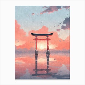 Aesthetic Japanese Shinto Shrine Torii Gate in Water Canvas Print