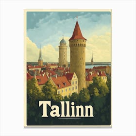 Aihrgdesign A Classic 1960s Travel Poster For Tallinn 1 Canvas Print