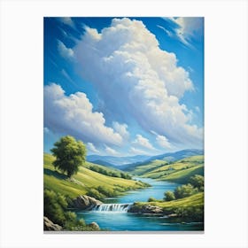 Cumulus Clouds Billowing Gentle Giants Against A Backdrop Of Vivid Azure Sky Tower Over A Varied (7) Canvas Print