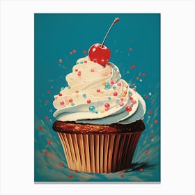 Cupcake With Sprinkles Vintage Cookbook Style 2 Canvas Print